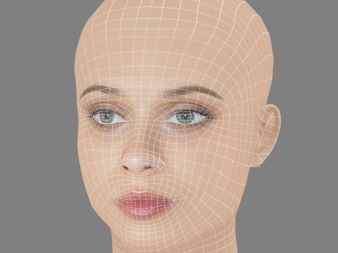 Daniela Melchior Head - No Hair - Low poly head for game 3D Модель