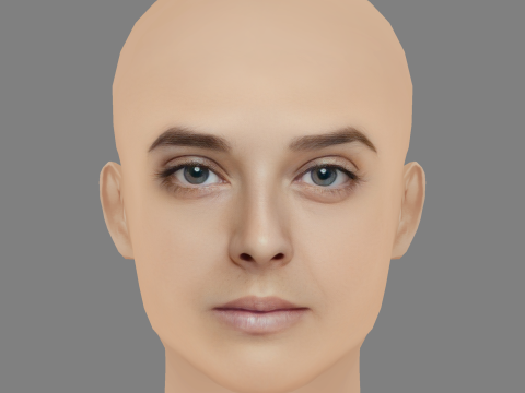 Diana Marques Guerra Head - No Hair - Low poly head for game Model 3D