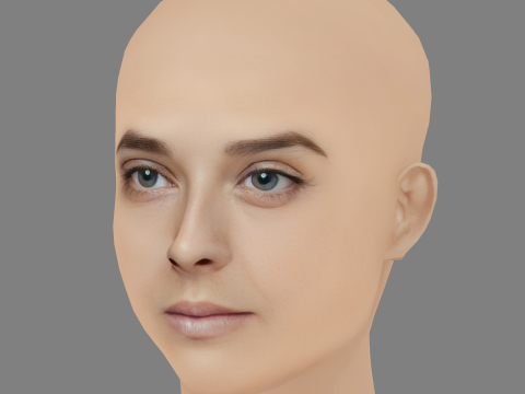 Diana Marques Guerra Head - No Hair - Low poly head for game Model 3D