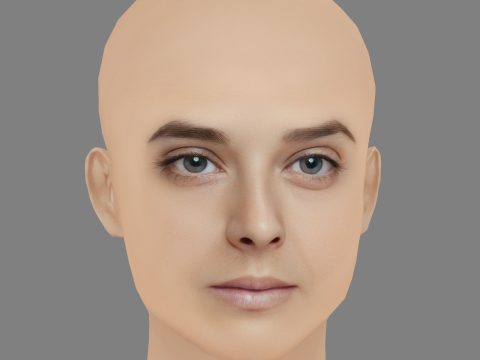 Diana Marques Guerra Head - No Hair - Low poly head for game Model 3D