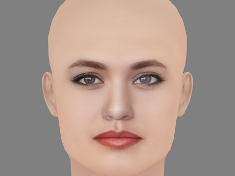 Ella Rumpf Head - No Hair - Low poly head for game 3D Модель