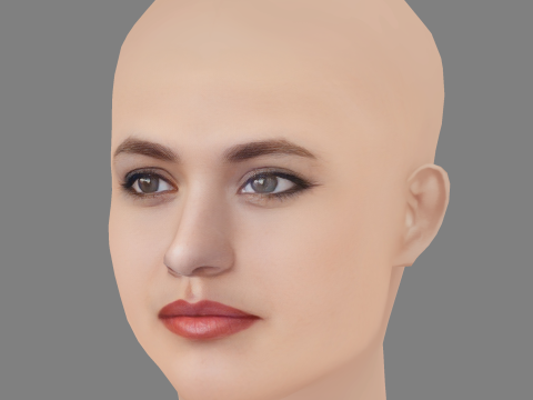 Ella Rumpf Head - No Hair - Low poly head for game 3D Модель