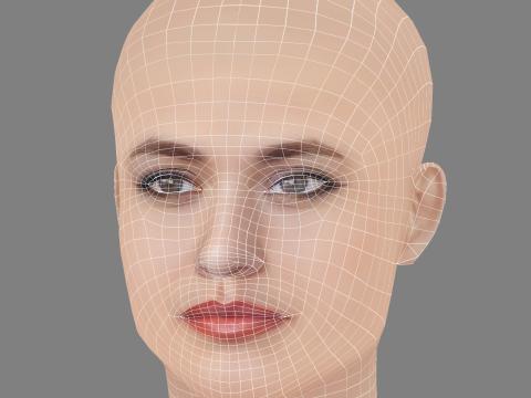 Ella Rumpf Head - No Hair - Low poly head for game 3D Модель