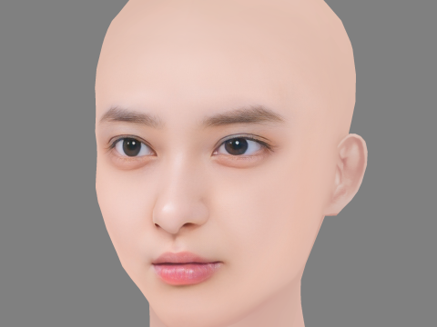 Emi Takei Head - No Hair - Low poly head for game Modèle 3D