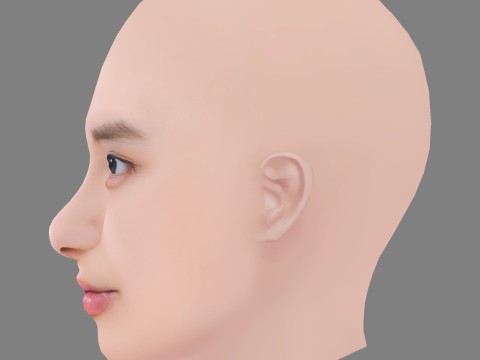 Emi Takei Head - No Hair - Low poly head for game Modèle 3D