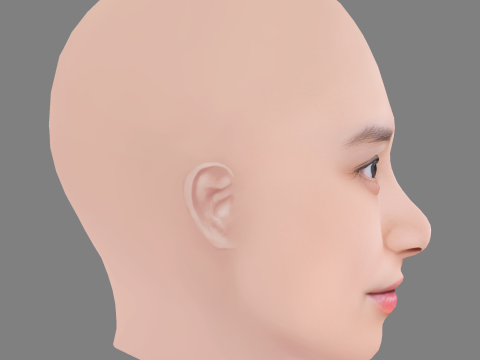 Emi Takei Head - No Hair - Low poly head for game Modèle 3D
