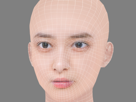 Emi Takei Head - No Hair - Low poly head for game Modèle 3D