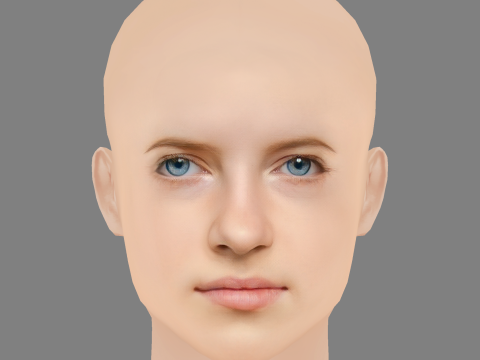 Emilia Pieske Head - No Hair - Low poly head for game 3D 模型