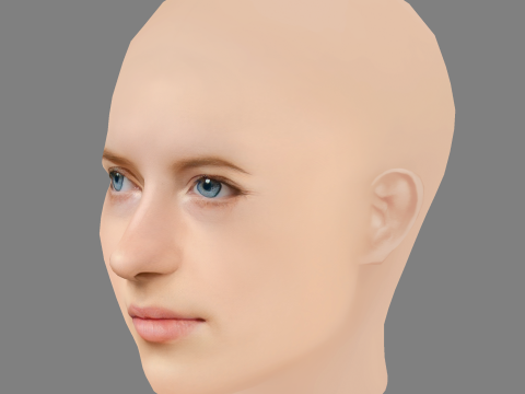 Emilia Pieske Head - No Hair - Low poly head for game 3D 模型