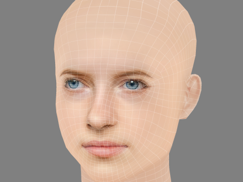 Emilia Pieske Head - No Hair - Low poly head for game 3D 模型