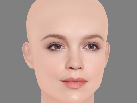 Emilia Schule Head - No Hair - Low poly head for game Modèle 3D