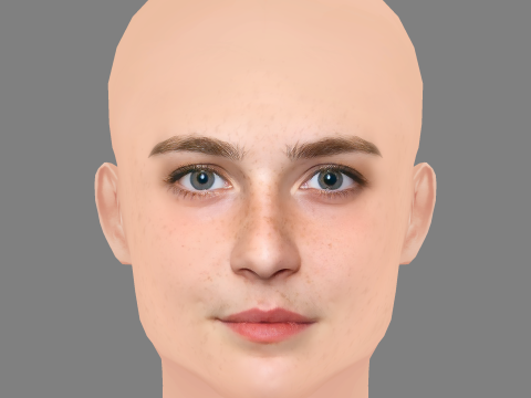 Emilie Kruse Head – No Hair – Low-Poly-Kopf für das Spiel 3D Modell