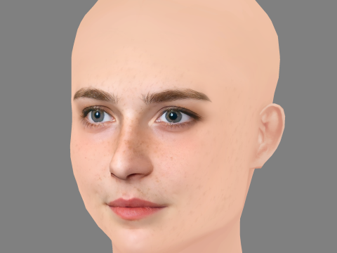 Emilie Kruse Head – No Hair – Low-Poly-Kopf für das Spiel 3D Modell