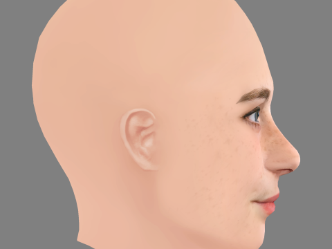 Emilie Kruse Head – No Hair – Low-Poly-Kopf für das Spiel 3D Modell