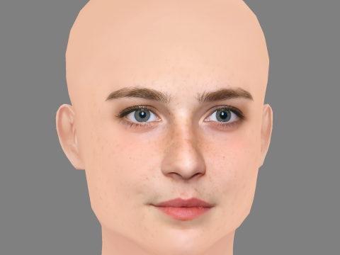 Emilie Kruse Head – No Hair – Low-Poly-Kopf für das Spiel 3D Modell