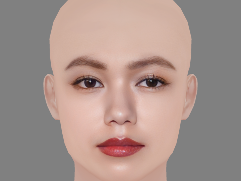 Fumi Nikaido Head - No Hair - Low poly head for game Model 3D
