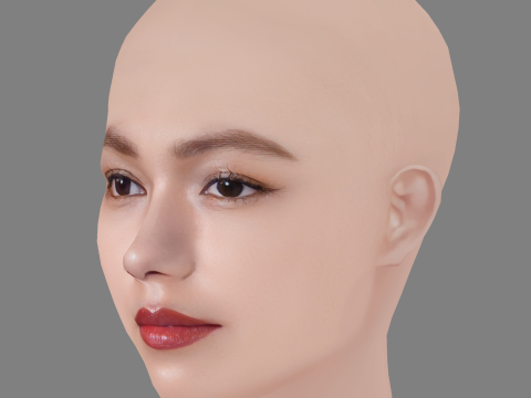 Fumi Nikaido Head - No Hair - Low poly head for game Model 3D