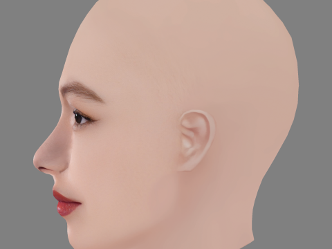 Fumi Nikaido Head - No Hair - Low poly head for game Model 3D