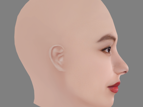 Fumi Nikaido Head - No Hair - Low poly head for game Model 3D