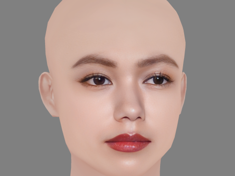 Fumi Nikaido Head - No Hair - Low poly head for game Model 3D