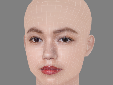 Fumi Nikaido Head - No Hair - Low poly head for game Model 3D