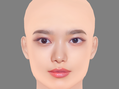 Hana Sugisaki Head - No Hair - Low poly head for game 3D Model