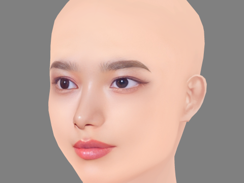 Hana Sugisaki Head - No Hair - Low poly head for game 3D Model