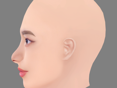 Hana Sugisaki Head - No Hair - Low poly head for game 3D Model