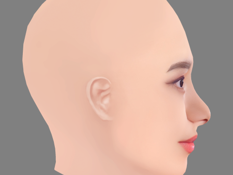Hana Sugisaki Head - No Hair - Low poly head for game 3D Model