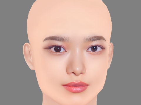 Hana Sugisaki Head - No Hair - Low poly head for game 3D Model
