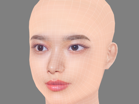 Hana Sugisaki Head - No Hair - Low poly head for game 3D Model