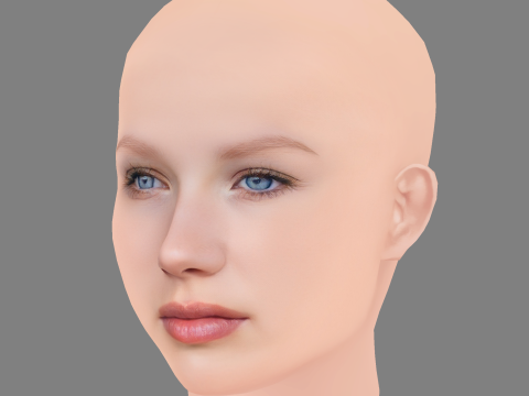 Helena Zengel Head - No Hair - Low poly head for game 3D Modell