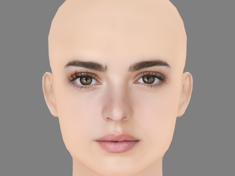 Joana Aguiar Head - No Hair - Low poly head for game 3D Model