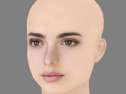 Joana Aguiar Head - No Hair - Low poly head for game 3D Model