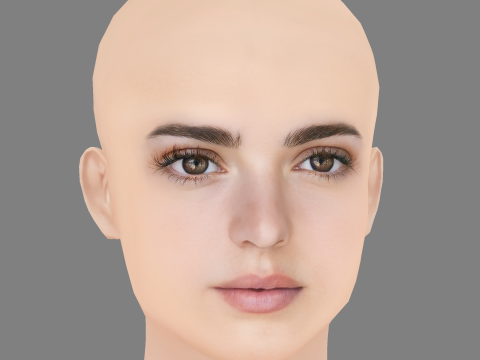 Joana Aguiar Head - No Hair - Low poly head for game 3D Model