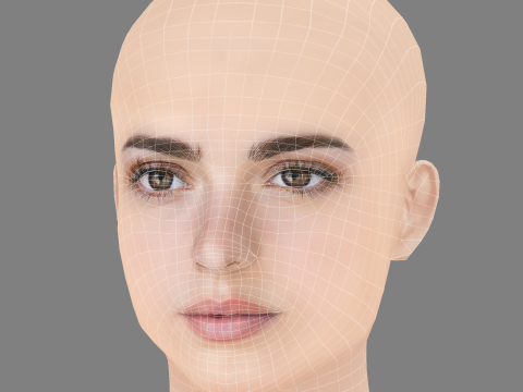 Joana Aguiar Head - No Hair - Low poly head for game 3D Model