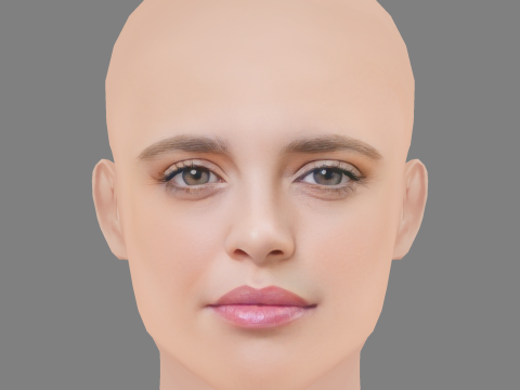 Joana Ribeiro Head - No Hair - Low poly head for game 3D Model