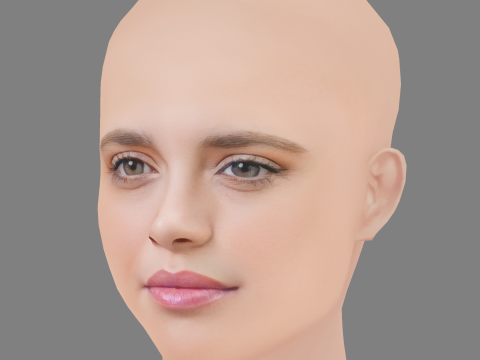 Joana Ribeiro Head - No Hair - Low poly head for game 3D Model