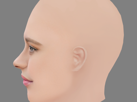 Joana Ribeiro Head - No Hair - Low poly head for game 3D Model