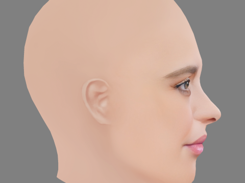Joana Ribeiro Head - No Hair - Low poly head for game 3D Model