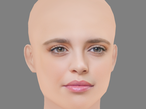 Joana Ribeiro Head - No Hair - Low poly head for game 3D Model