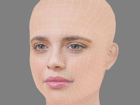 Joana Ribeiro Head - No Hair - Low poly head for game 3D Model