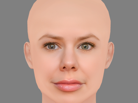 Julie Zangenberg Head - No Hair - Low poly head for game 3D Model