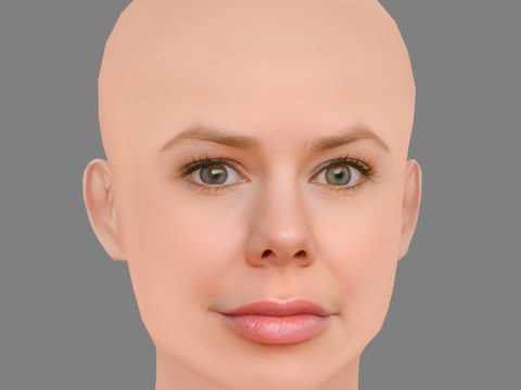 Julie Zangenberg Head - No Hair - Low poly head for game 3D Model