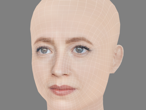 Leonie Benesch Head - No Hair - Low poly head for game Model 3D