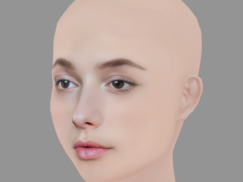Lilly Liefers Head - No Hair - Low poly head for game 3Dモデル