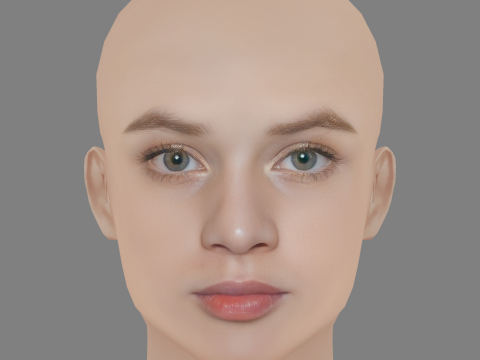 Luna Wedler Head - No Hair - Low poly head for game Modèle 3D