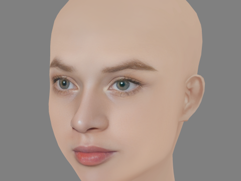 Luna Wedler Head - No Hair - Low poly head for game Modèle 3D