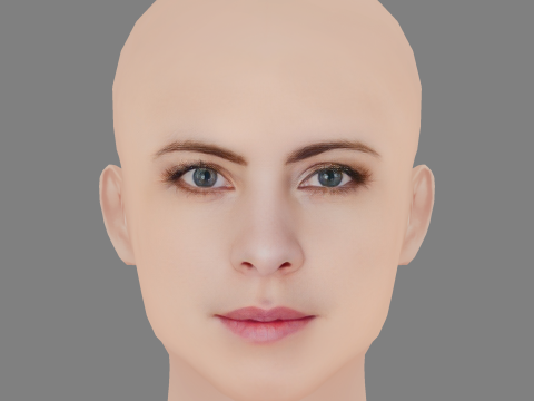 Malin Crepin Head - No Hair - Low poly head for game 3D 모델
