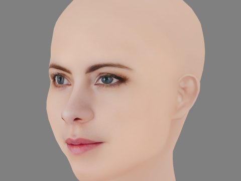 Malin Crepin Head - No Hair - Low poly head for game 3D 모델